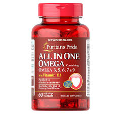 All in One Omega 3, 5, 6, 7, 9 + Vitamin D3 – 60 Softgels